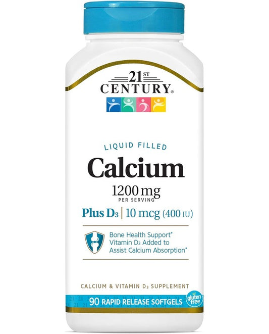 21st Century Calcium Plus D3 Liquid Filled Softgel, 1200 mg, 90 Count