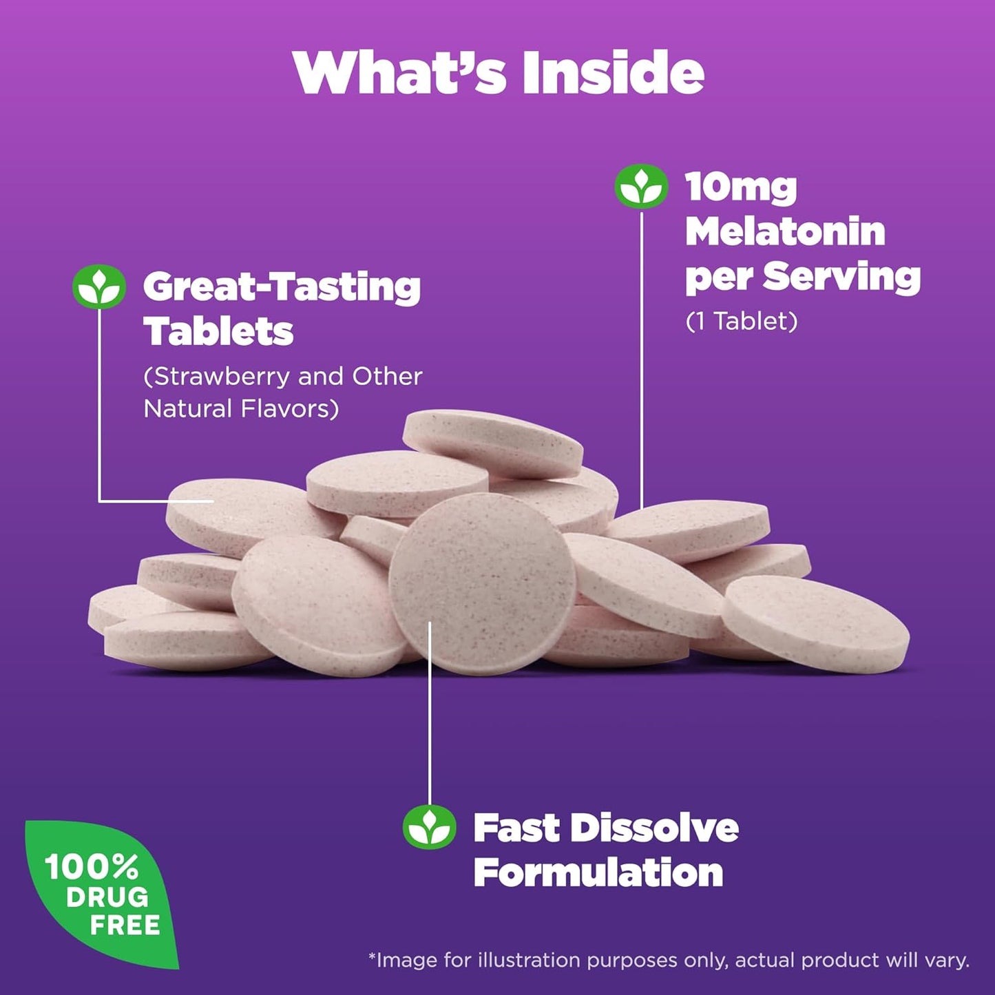 Natrol Fast Dissolve Melatonin 10 mg, 100 Strawberry-Flavored Melatonin Tablets