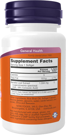 NOW Foods Supplements, GlucoFit® with 18% Corosolic Acid - 60 Softgels now