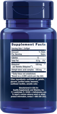 Life Extension Super Ubiquinol CoQ10 with Enhanced Mitochondrial Support, ubiquinol CoQ10, shilajit, potent heart health & cellular energy production support, ultra-absorbable, gluten-free, 60 softgel Life Extension