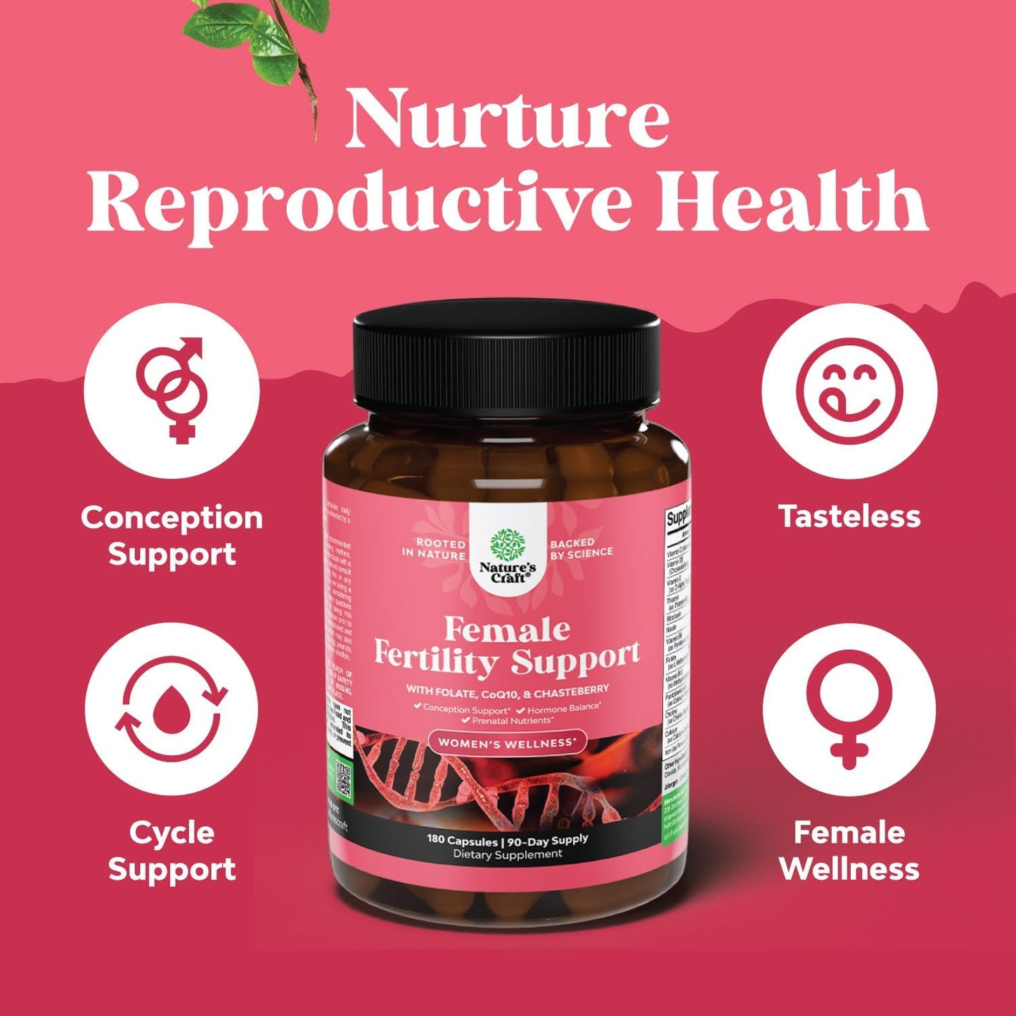 Nature's CraftFertility Supplement for Women with Prenatal Multivitamins - 180 Capsules