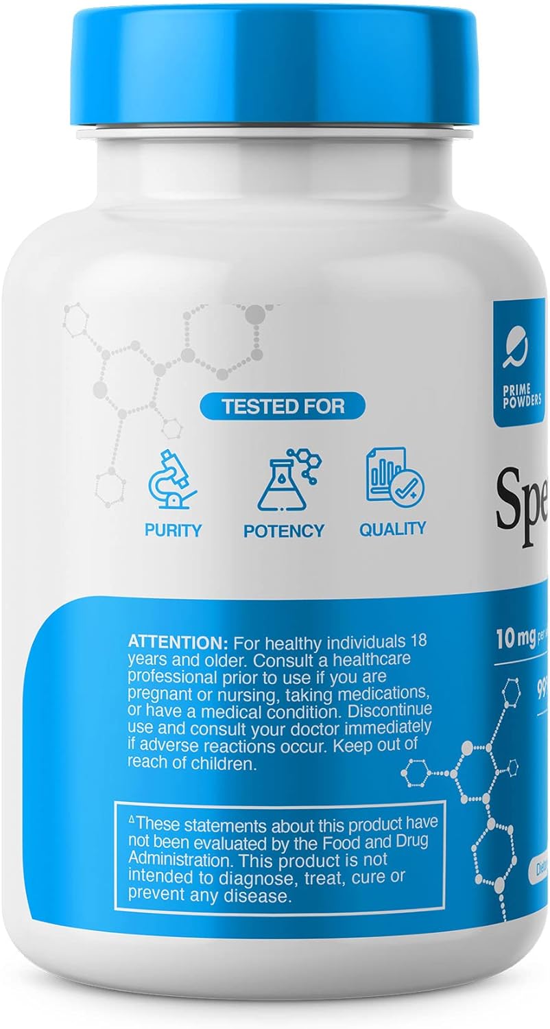 Prime Powders Spermidine Capsules, 99% Concentration 100x More Potent Than Wheat Germ Extract for Anti-Aging DNA Telomere Support