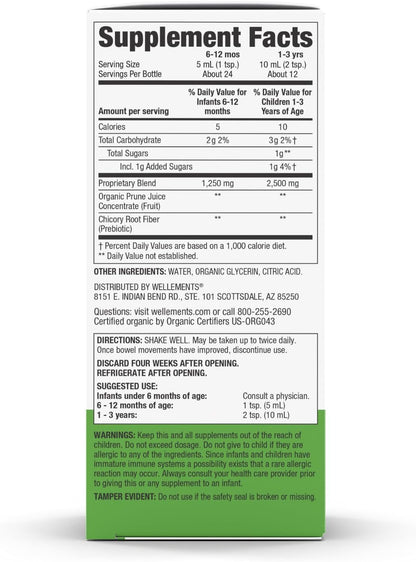 Wellements Organic Baby Liquid Supplement, Relieves Constipation, 4 Oz, 2-Pack
