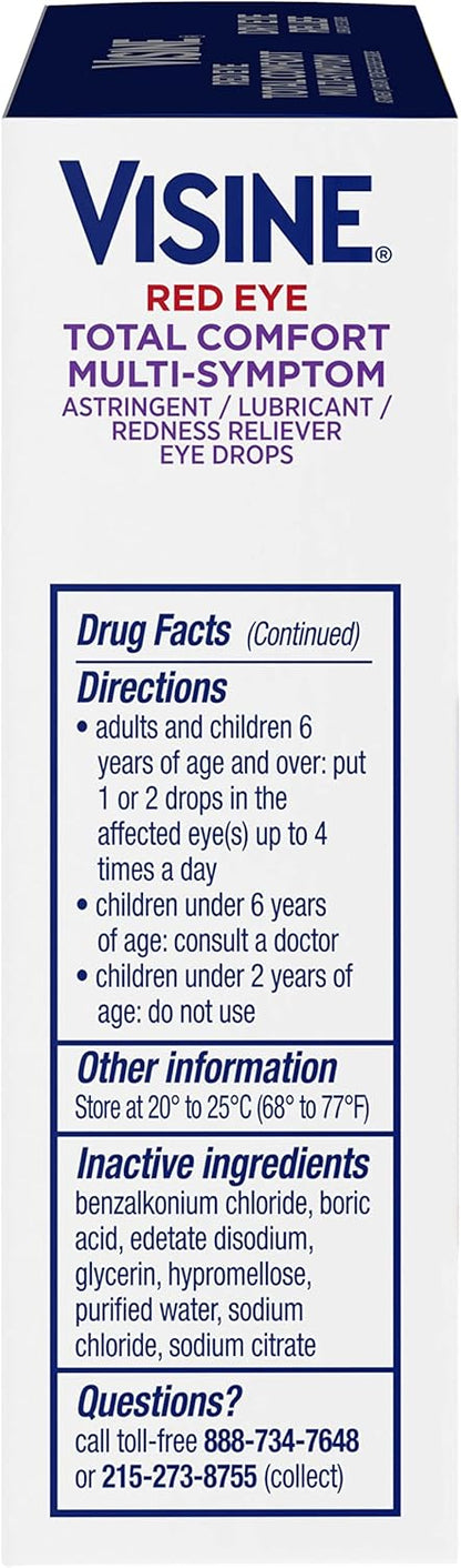 Visine Red Eye Total Comfort Multi-Symptom & Dry Eye Relief Lubricant Eye Drops, 2 Items