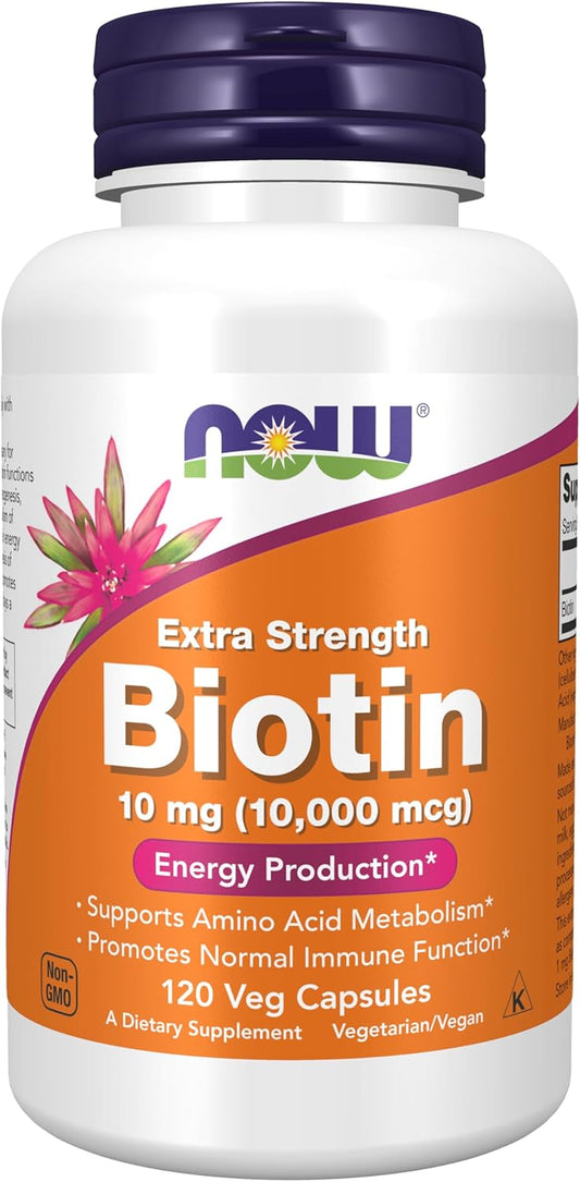 NOW Foods Supplements, Biotin 10 mg (10,000 mcg), 120 Veg Capsules