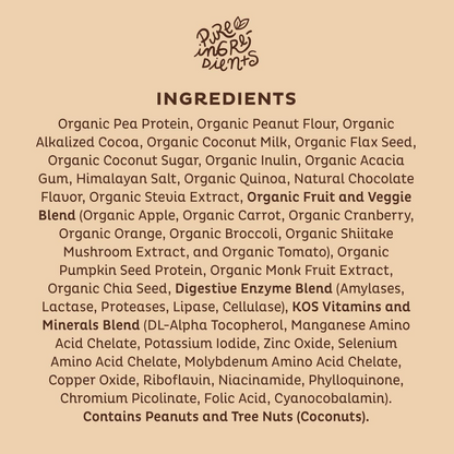 KOS Vegan Protein Powder, Chocolate USDA Organic - Low Carb Pea Protein Blend, Plant Based Superfood with Vitamins & Minerals - Keto, Soy, Gluten Free - Meal Replacement for Women & Men - 10 Servings