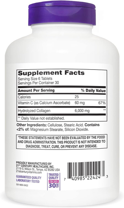 21st Century Super Collagen Plus Vitamin C Tablets, 180 Count