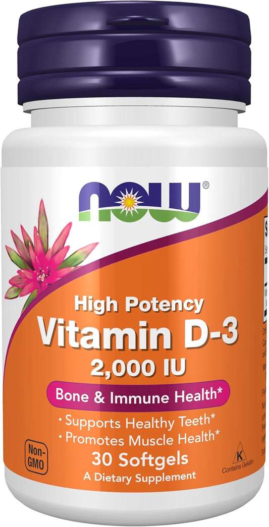NOW Foods, Vitamin D-3, 2,000 IU, 30 Softgels