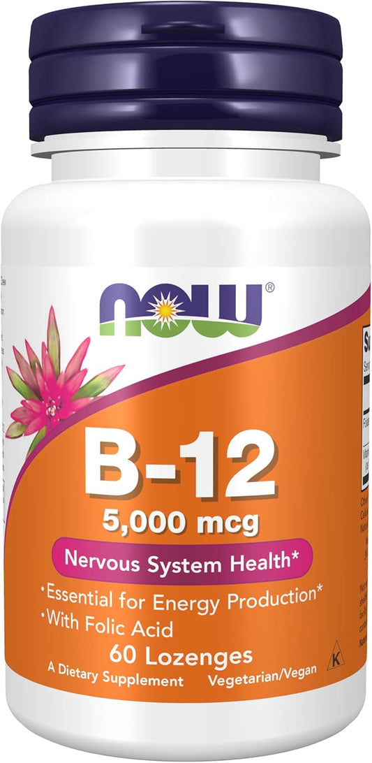 NOW Foods Supplements, Vitamin B-12 5,000 mcg, 60 Lozenges