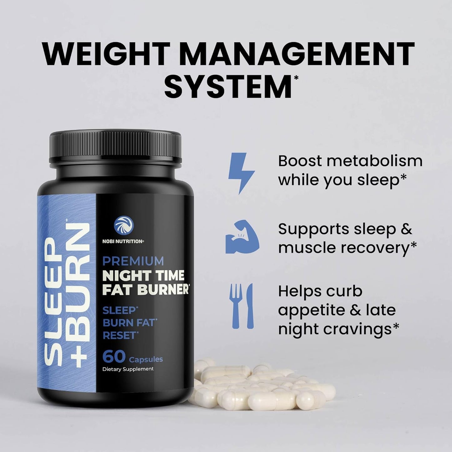 Night Time Fat Burner | Shred Fat While You Sleep | Hunger Suppressant, Carb Blocker & Weight Loss Support Supplements | Burn Belly Fat, Support Metabolism & Fall Asleep Fast | 60 Nighttime Pills