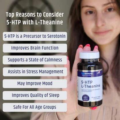 5-HTP Formula for Stress Relief and relaxation support for Teens and Adults - 60 capsules.