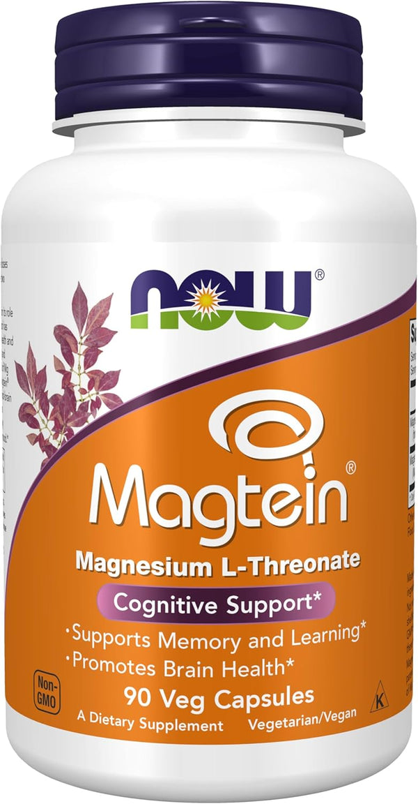 NOW Foods Supplements, Magtein™ with patented form of Magnesium (Mg), Cognitive Support*, 90 Veg Capsules now