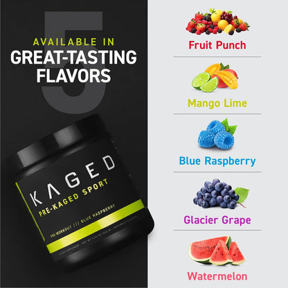 Kaged Pre Workout Powder Muscle Pre Sport Pre Workout for Men and Women, Increase Energy, Focus, Hydration, and Endurance, Organic Caffeine, Plant Based Citrulline(Blue Razz)