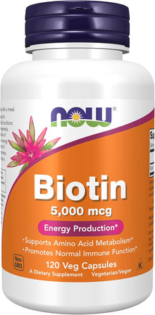 NOW Foods Supplements, Biotin 5,000 mcg, 120 Veg Capsules now