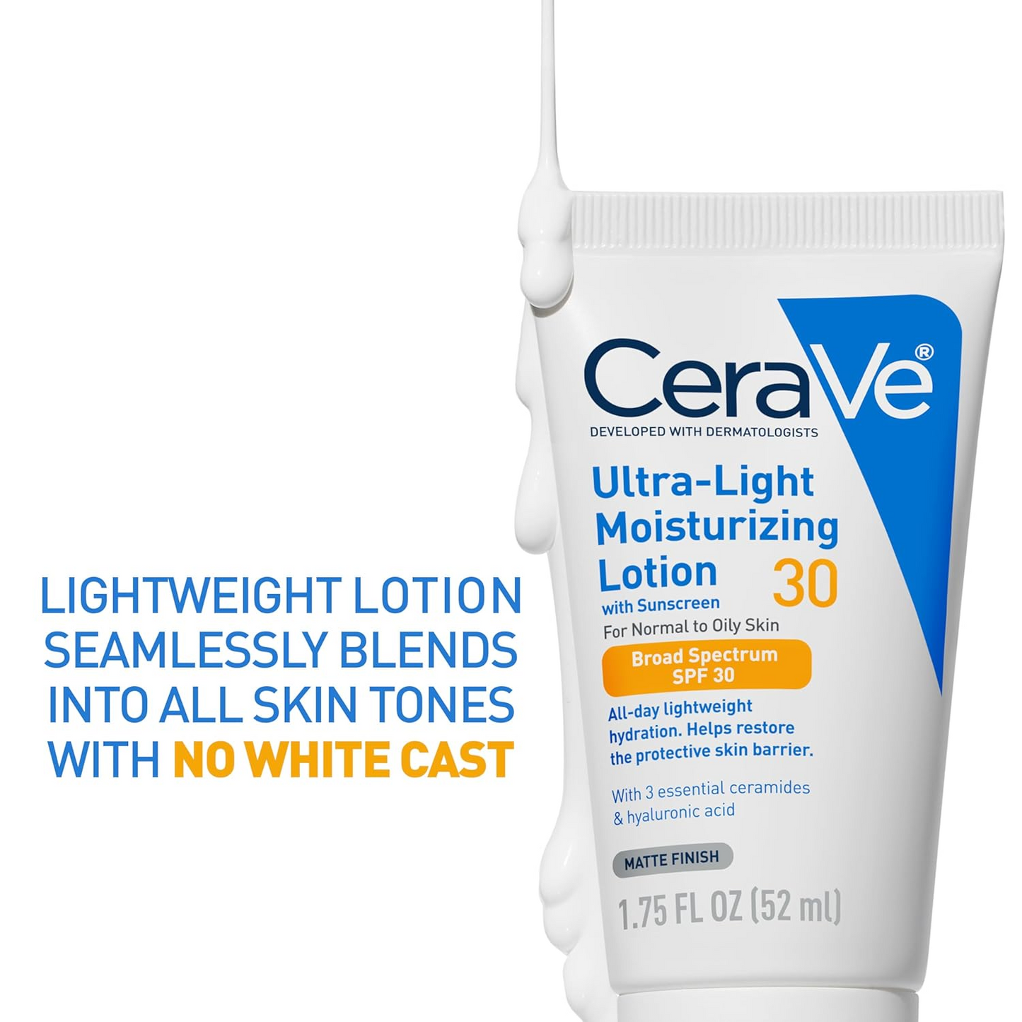 Cerave Moisturizing Lotion SPF 30| Sunscreen and Face Moisturizer with Hyaluronic Acid & Ceramides | Oil Free | 1.7 Ounce