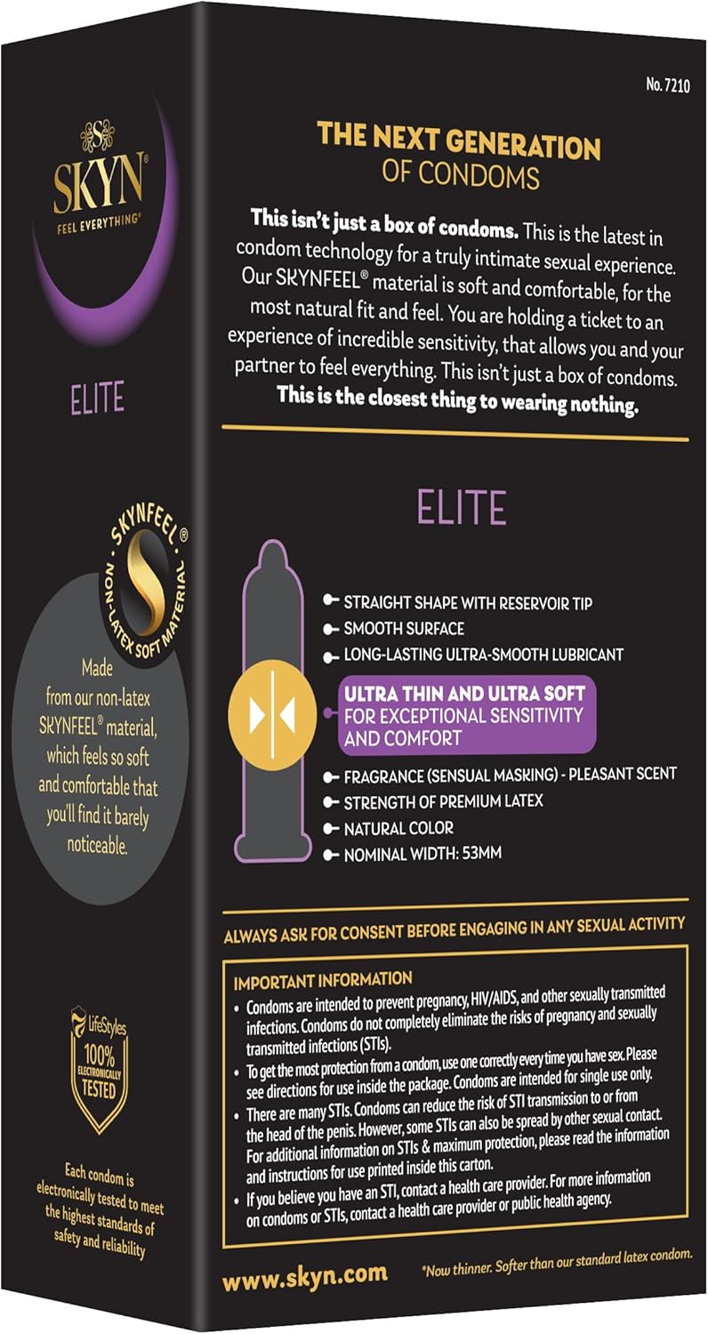 SKYN Elite, 10 Count, Ultra-Thin, Lubricated Latex-Free Condoms