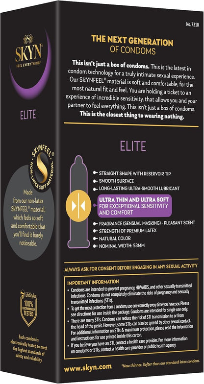 SKYN Elite, 10 Count, Ultra-Thin, Lubricated Latex-Free Condoms