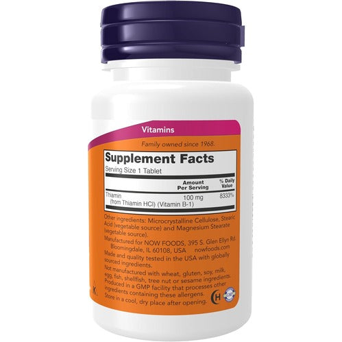 NOW Foods, B-1, 100 mg, 100 Tablet