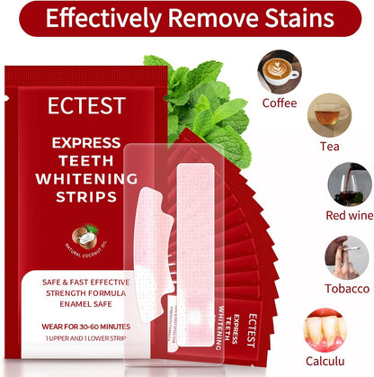 Ectest Teeth Whitening Strips for Teeth Sensitive, Professional Teeth Whitening Kit for Coffee Drinker, 28 Teeth Whitener Strips Coconut Flavor, 14 Treatments Easy to Use