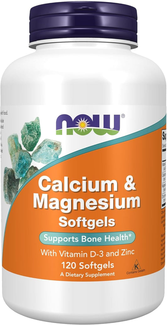 NOW Foods Calcium & Magnesium with Vitamin D3 and Zinc, 120 Softgels