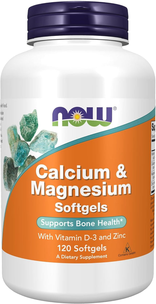 NOW Foods Calcium & Magnesium with Vitamin D3 and Zinc, 120 Softgels now