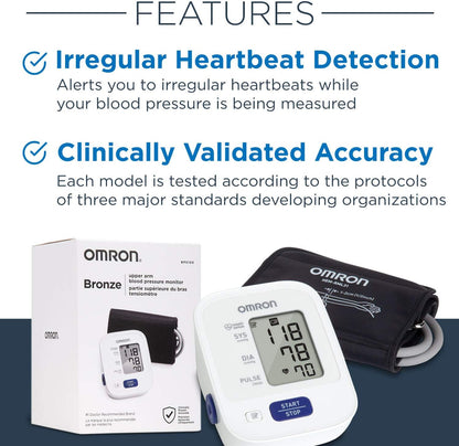 OMRON Blood Pressure Monitor, Upper Arm Cuff, Digital Blood Pressure Machine, Stores Up To 14 Readings