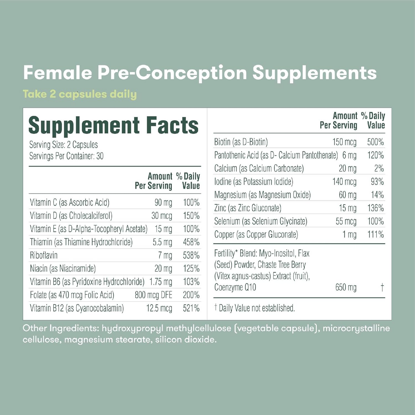 Frida Fertility Pre-Conception Fertility Supplement for Women - Support Egg Function, Regular Menstrual Cycle | 60 Capsules, 30 Day Supply