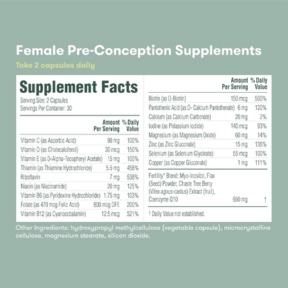 Frida Fertility Pre-Conception Fertility Supplement for Women - Support Egg Function, Regular Menstrual Cycle | 60 Capsules, 30 Day Supply