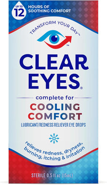 Clear Eyes Cooling Comfort Redness Relief Eye Drops, Soothes Red Eyes, 0.5 fl oz Clear Eyes