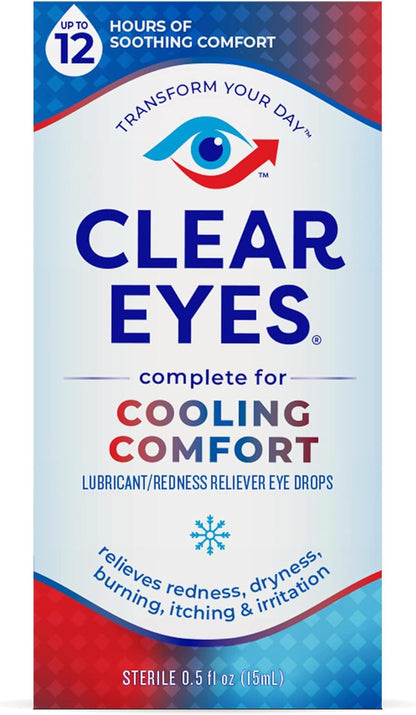 Clear Eyes Cooling Comfort Redness Relief Eye Drops, Soothes Red Eyes, 0.5 fl oz