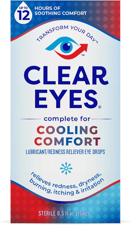 Clear Eyes Cooling Comfort Redness Relief Eye Drops, Soothes Red Eyes, 0.5 fl oz