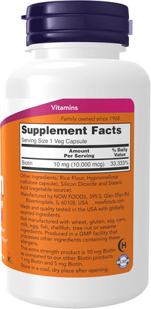 NOW Foods Supplements, Biotin 10 mg (10,000 mcg), 120 Veg Capsules now