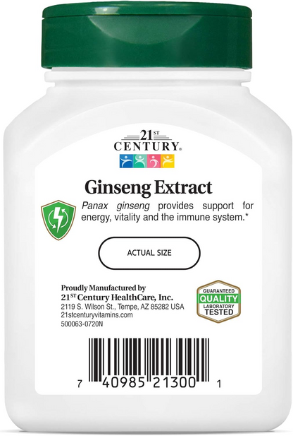 21st Century Ginseng Extract Veg Capsules, 60Count
