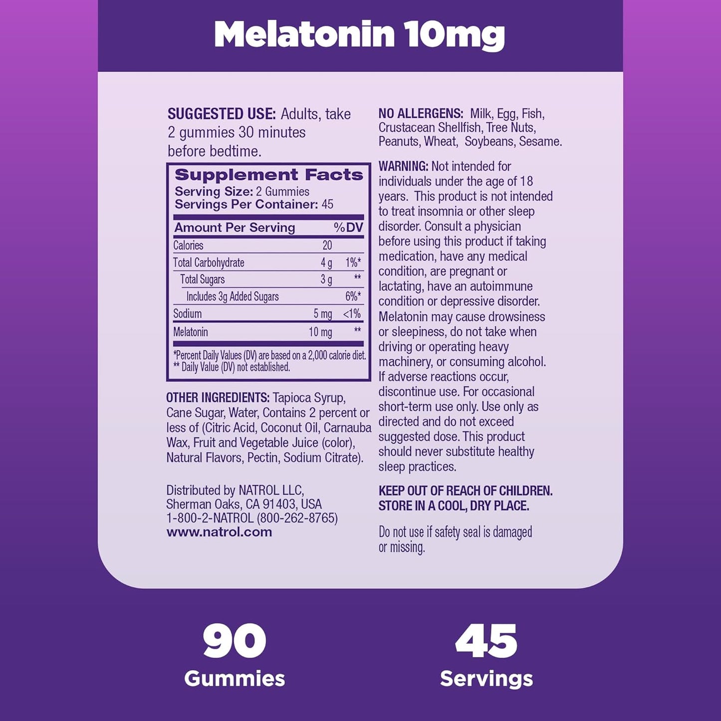 Natrol Melatonin 10mg, 90 Strawberry-Flavored Gummies