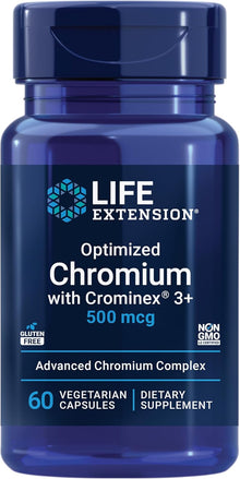 Life Extension Optimized Chromium with Crominex 3+ 500 mcg, 60 Vegetarian Capsules Life Extension