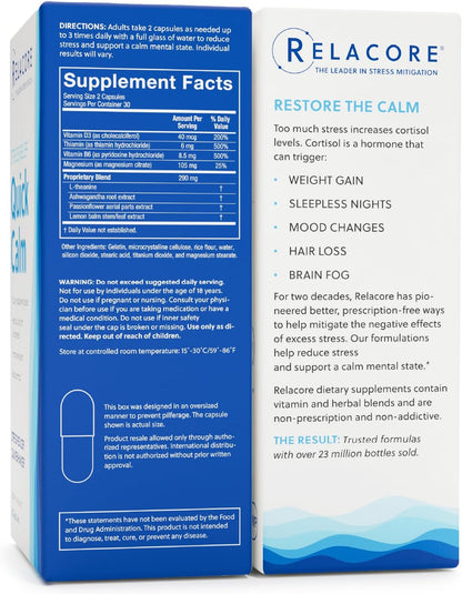 Relacore Quick Calm Mood Support Supplement  – 60 Capsules