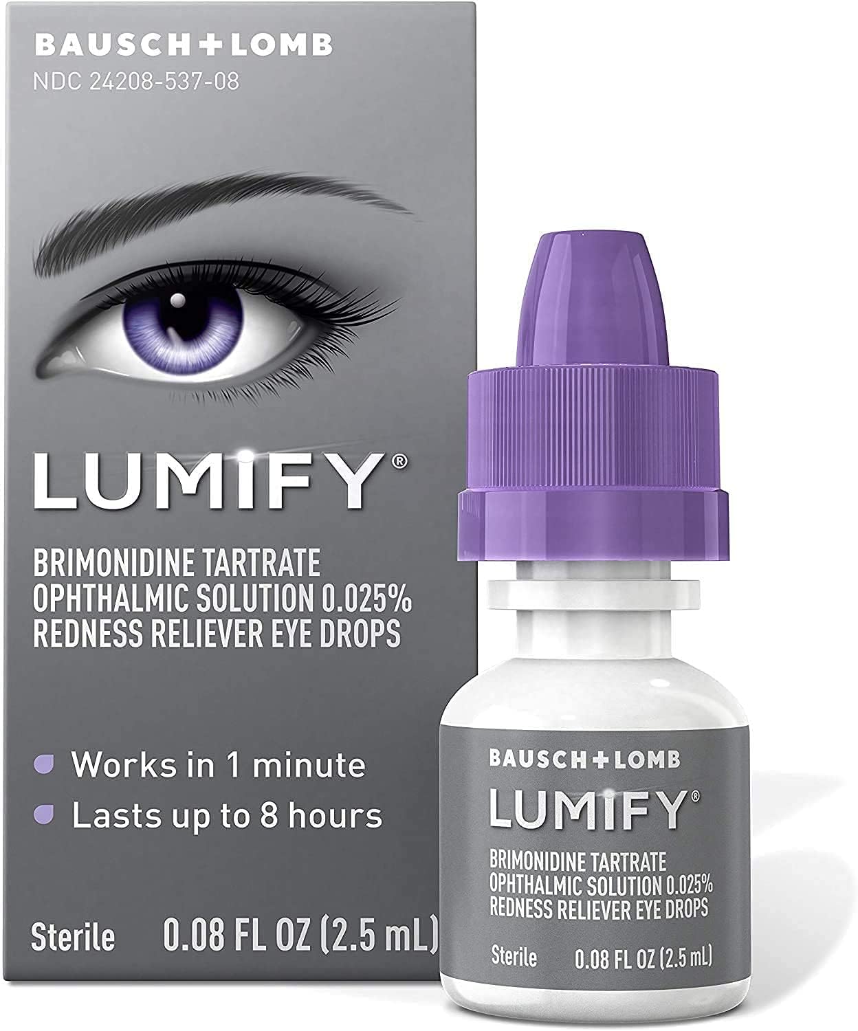 LUMIFY® Redness Reliever Eye Drops (Brimonidine Tartrate Ophthalmic Solution 0.025%) – from Bausch + Lomb, 0.08 Fl. Oz. (2.5 mL)