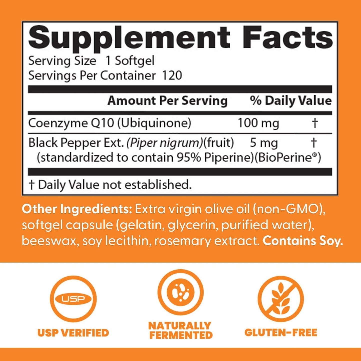 Doctor's Best High Absorption CoQ10 with BioPerine, Gluten Free, Naturally Fermented, Heart Health, Energy Production, 100 mg, 120