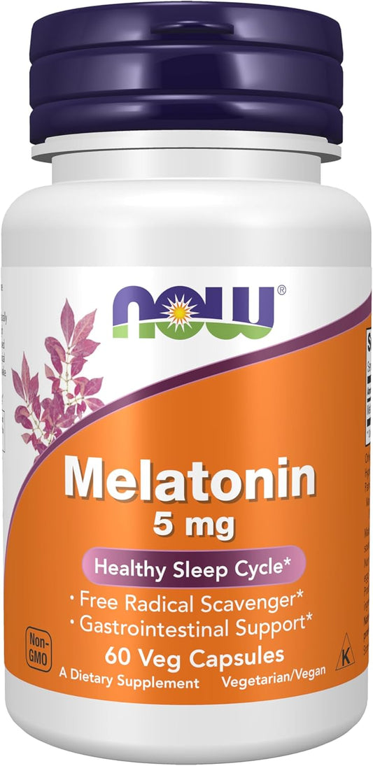 NOW Foods Supplements, Melatonin 5 mg, Healthy Sleep Cycle*, 60 Count