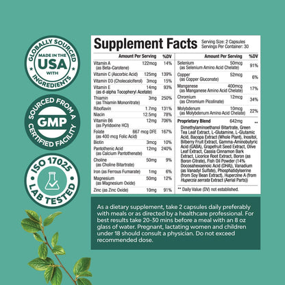 Nature Craft Advanced Brain Supplement for Memory and Focus - Nootropics Brain Support Supplement with Memory and Focus Vitamins for Adults - Memory Supplement for Brain Fog Clarity Energy & Recall