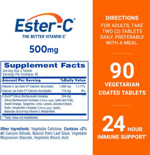 Ester-C 500 mg 24 Hour Vitamin C Tablets for Immune Support, Vitamin C Supplement, 90 Count Ester-C