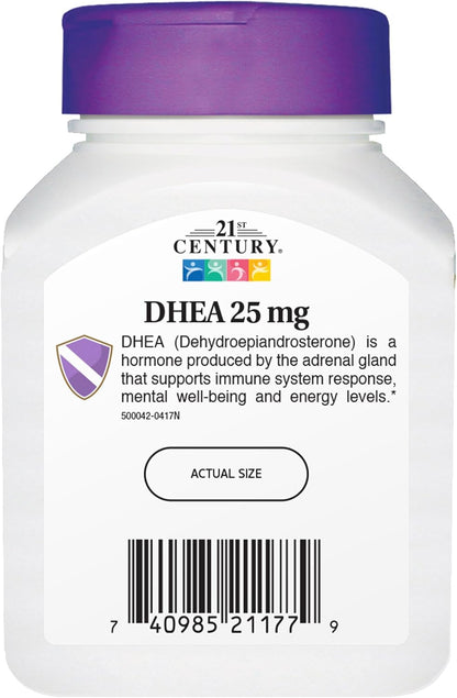 21st Century DHEA 25 mg Capsules, 90 Count