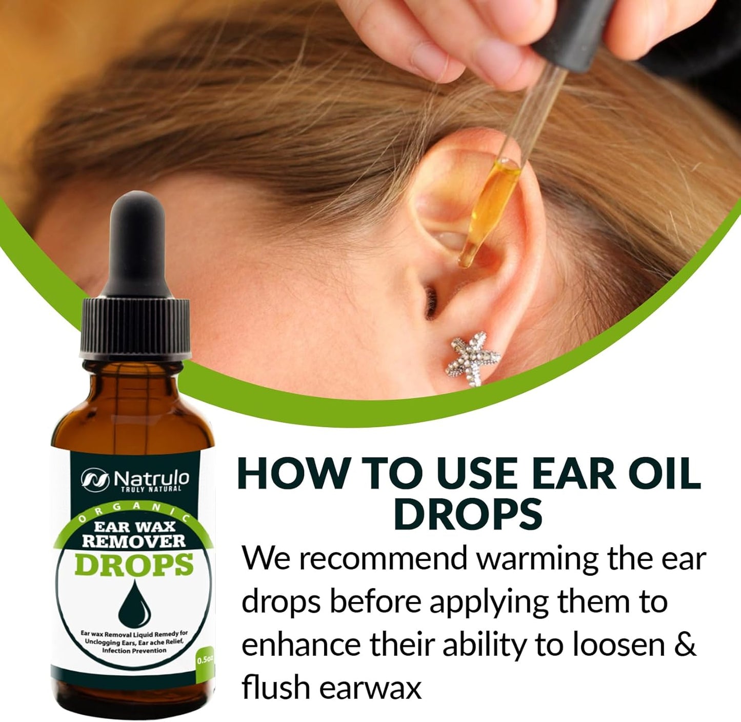 Natrulo Organic Ear Wax Remover Drops for Clogged Ears Natural Ear Wax Cleaner Oil for Kid, Adult, Baby Earwax Removal Liquid Remedy for Unclogging Ears.