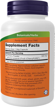 NOW Foods Supplements, Tart Cherry (Prunus cerasus) 500 mg, 50:1 Concentrate, 90 Veg Capsules now