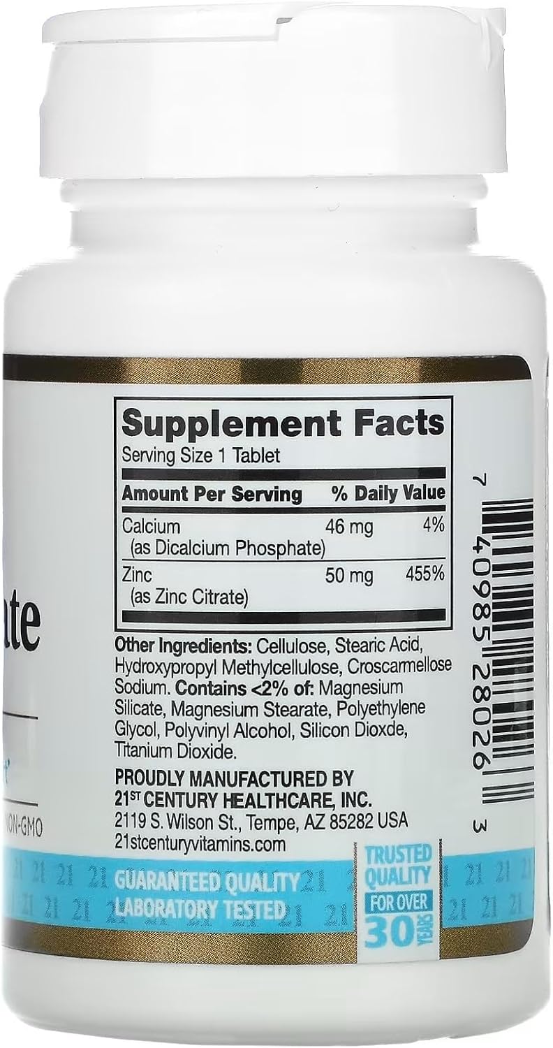 21st Century Zinc Citrate 50mg 60 Tablets