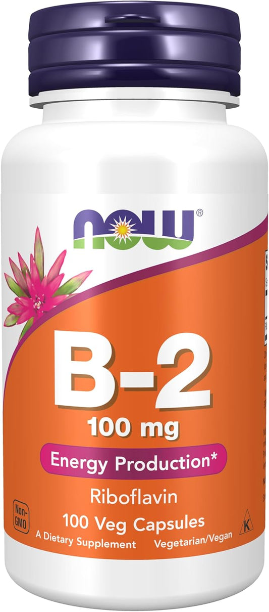 NOW Foods Supplements, Vitamin B-2 (Riboflavin) 100 mg, 100 Veg Capsules