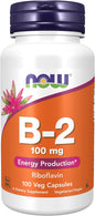 NOW Foods Supplements, Vitamin B-2 (Riboflavin) 100 mg, 100 Veg Capsules