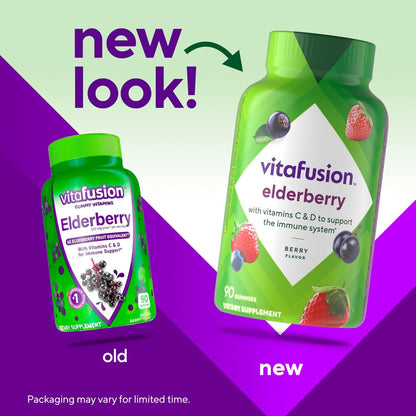 Vitafusion Elderberry Gummy Vitamins, 90ct Elderberry Gummy Vitamins, Chewables, 90 Count