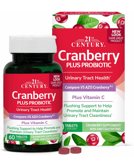 21st Century Cranberry Plus Probiotic Tablets, 60 Count