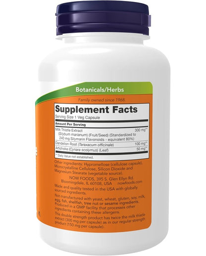 NOW Foods, Milk Thistle, Double Strength, 300 mg, 50 Veg Capsules
